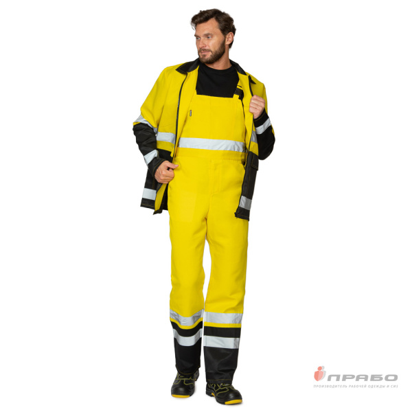 Костюм мужской летний "Спектр 2М" чёрный/жёлтый для защиты от ОПЗ (куртка и полукомбинезон)