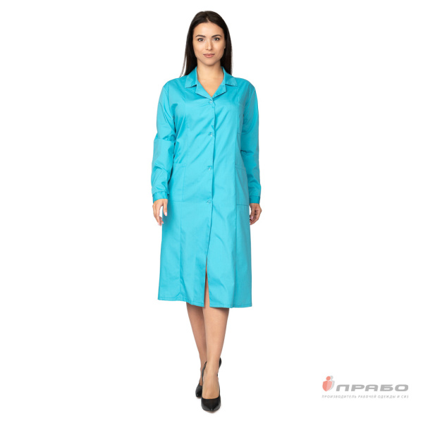 Халат медицинский женский "Стандарт" с рельефами морская волна