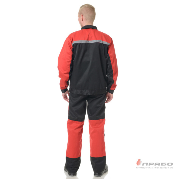 Костюм мужской "Бригадир 2" красный/чёрный (куртка и полукомбинезон)