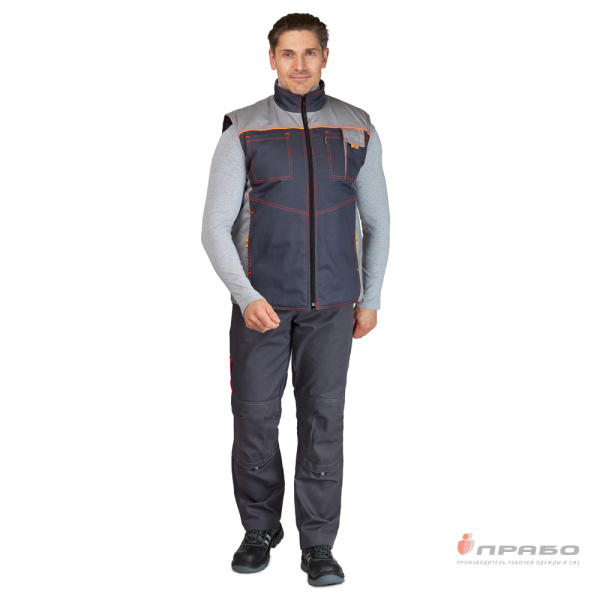 Жилет универсальный утеплённый "Бренд" тёмно-серый/светло-серый