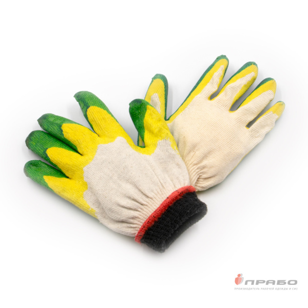 Перчатки хлопчатобумажные утеплённые латекс двойной облив 13 класс