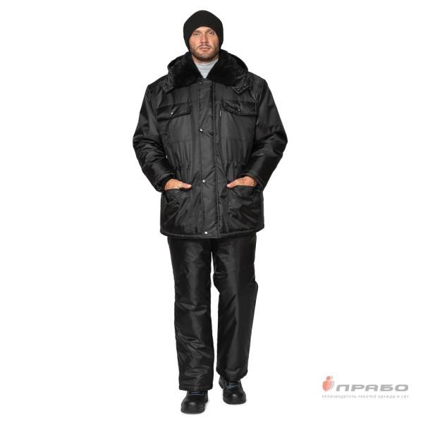 Куртка мужская утеплённая "Альфа" удлинённая чёрная