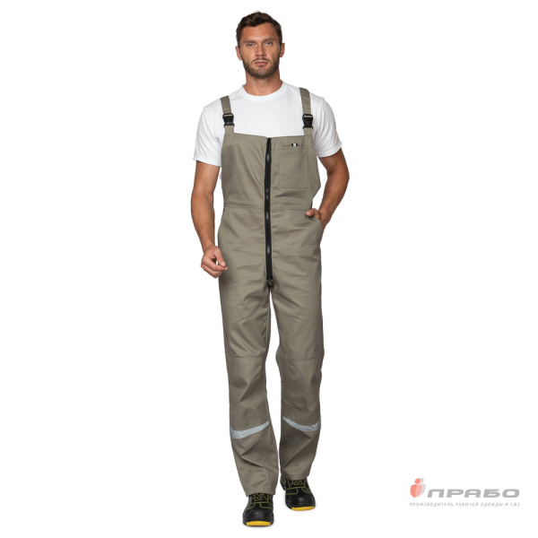 Костюм мужской летний "Профессионал 2 СОП" серо-бежевый/синий (куртка и полукомбинезон)