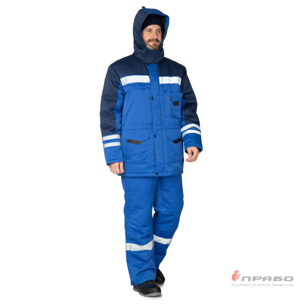 Костюм мужской утеплённый "Зима" василёк/тёмно-синий (куртка и брюки)