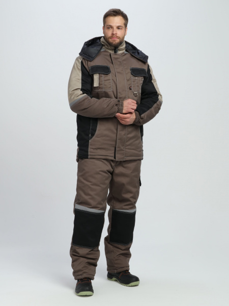 Костюм зимний Мега IMP (тк.Смесовая,240) брюки, коричневый/черный/бежевый