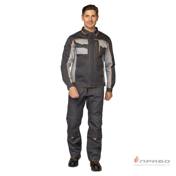 Костюм мужской "Бренд 2 2020" тёмно-серый/светло-серый (куртка и полукомбинезон)