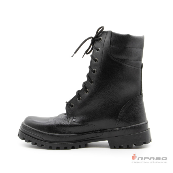 Ботинки хромовые "ОМОН" на подошве ТЭП чёрные (натуральный мех)