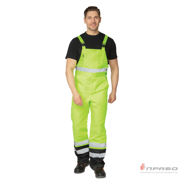 Костюм мужской летний "Спектр 2М" лимонный/чёрный 3 класса сигнальной защиты (куртка и полукомбинезон)