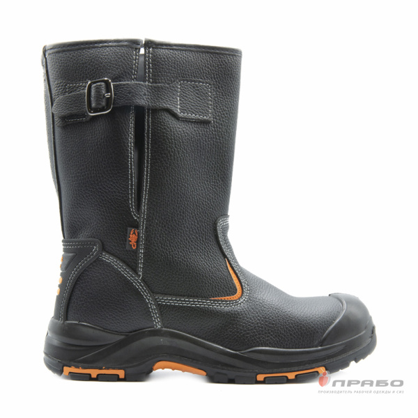 Сапоги кожаные "Скорпион-Премиум-1804" с подошвой ПУ/нитрил и КП чёрные