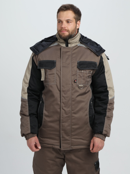 Костюм зимний Мега IMP (тк.Смесовая,240) брюки, коричневый/черный/бежевый