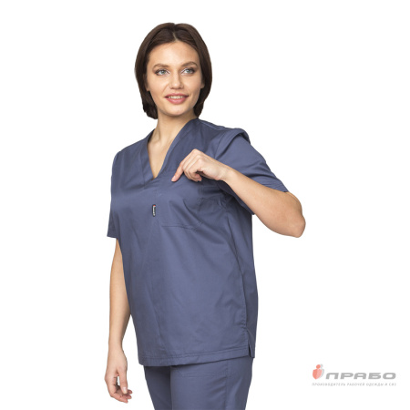 Костюм медицинский женский "Хирург" синий (блузон и брюки)
