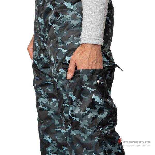 Брюки мужские утеплённые "Альфа" со съемными бретелями камуфляж город серый