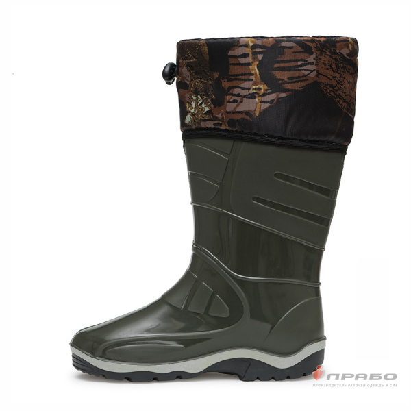 Сапоги женские ПВХ арт. 246 тёмно-зелёные (33 см с надставкой)