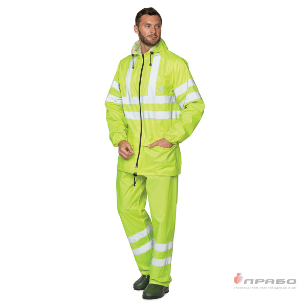 Костюм влагозащитный "Тайфун СОП" лимонный с сигнальными элементами (куртка и брюки)