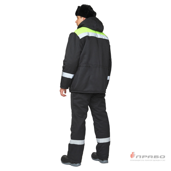 Костюм мужской утеплённый "Коммунальщик" чёрный/лимонный