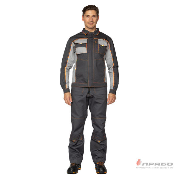Костюм мужской "Бренд 2 2020" тёмно-серый/светло-серый (куртка и полукомбинезон)