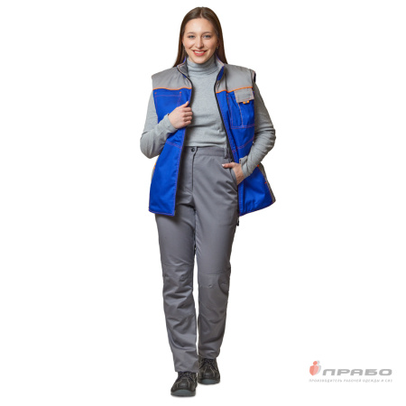 Жилет универсальный утеплённый "Бренд" василёк/серый