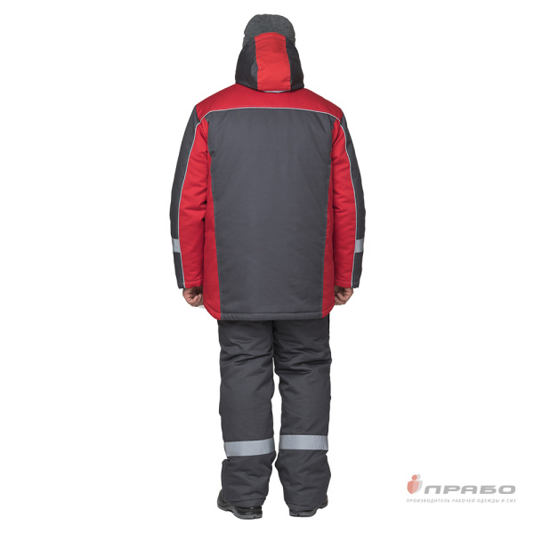 Костюм мужской утеплённый "Бренд К" тёмно-серый/красный