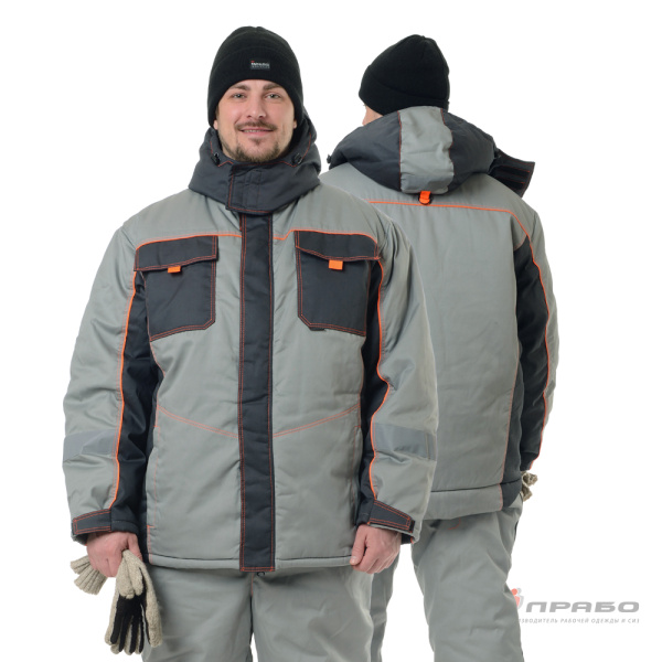 Костюм мужской утеплённый "Бренд" серый/серый (куртка и полукомбинезон)