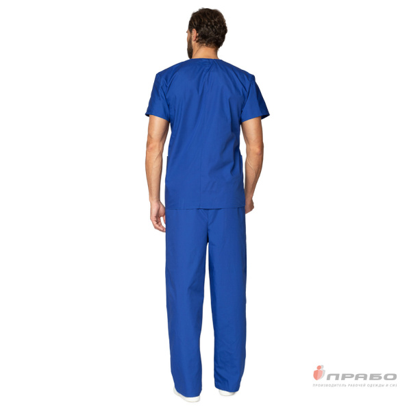 Костюм медицинский мужской "Хирург" синий (блузон и брюки)