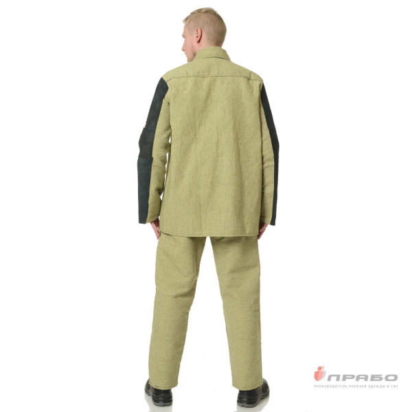 Костюм сварщика чёрный/бежевый со спилком площадью покрытия 2,3 м² (куртка и брюки)