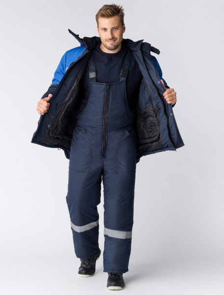 Костюм зимний Сибер Виндстоп СОП (Таслан) п/к, темно-синий/васильковый