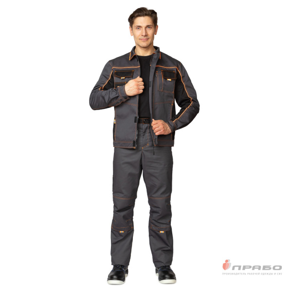 Костюм мужской "Бренд 1 2020" тёмно-серый/тёмно-серый/чёрный (куртка и брюки)