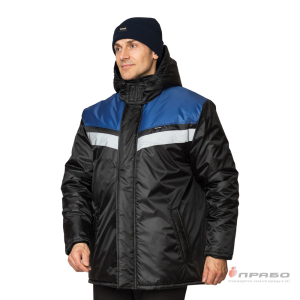 Куртка мужская утеплённая "Сарма" чёрно-васильковая