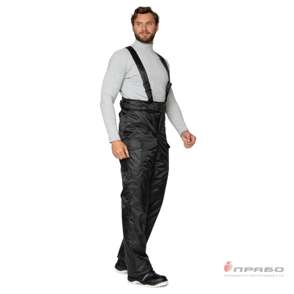 Брюки мужские утеплённые "Альфа" со съемными бретелями на фастексах чёрные