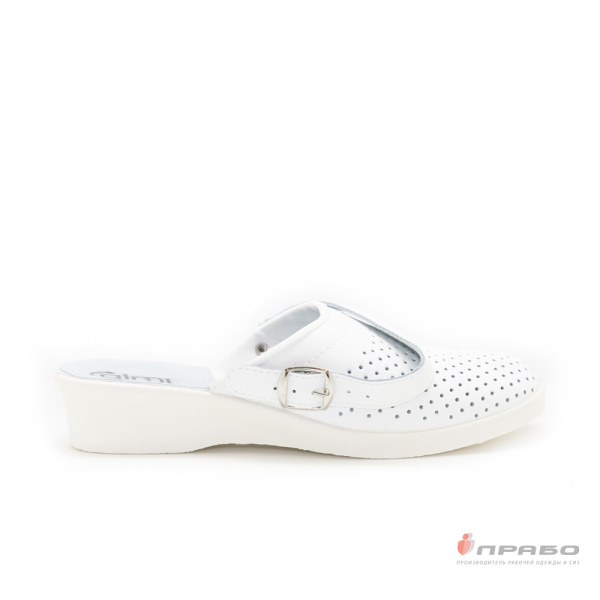 Сабо кожаные женские с подошвой ПВХ белые (натуральная кожа)