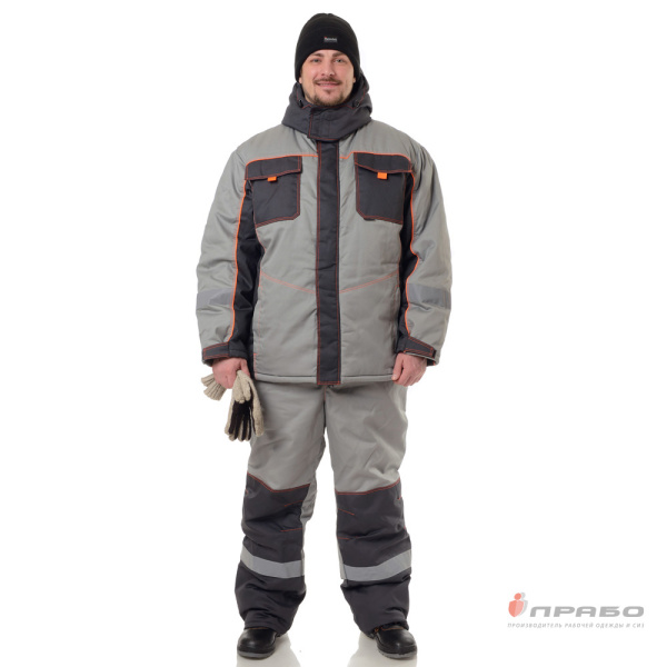 Костюм мужской утеплённый "Бренд" серый/серый (куртка и полукомбинезон)