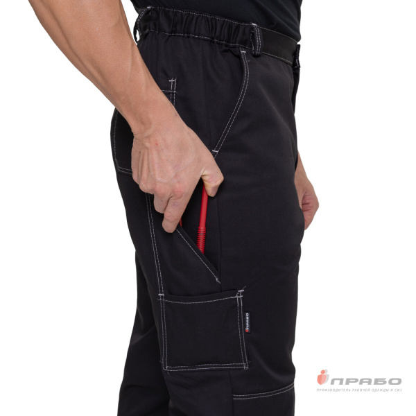 Брюки мужские "Люкс" чёрные модернизированного покроя с усиленными карманами