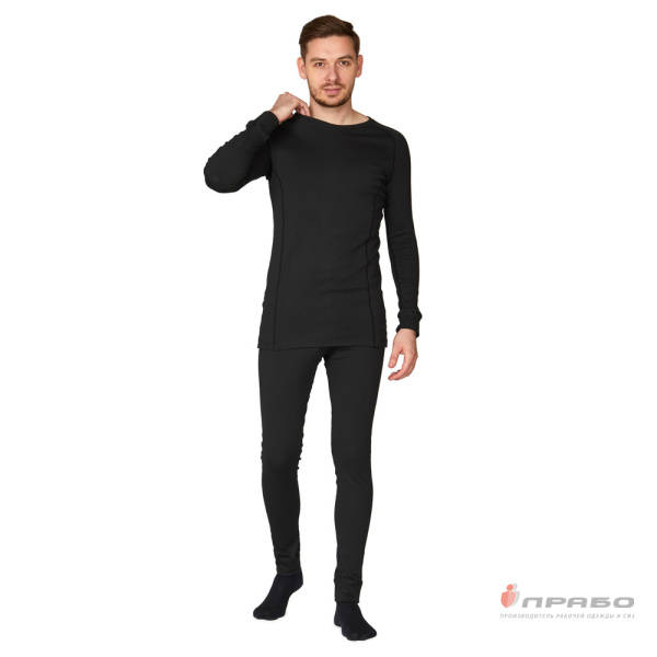 Термобельё мужское х/б однослойное чёрное (кальсоны), 270 г/м²