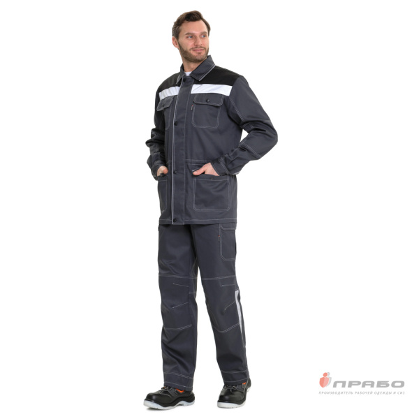 Куртка мужская летняя "Эко-Труд" тёмно-серый/чёрный/светло-серый