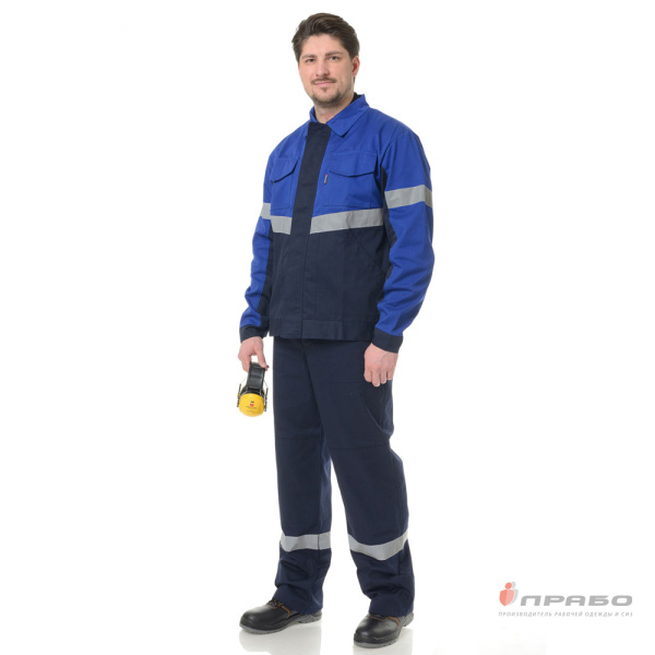 Костюм антистатический мужской "Вираж-Антистат" тёмно-синий/василёк (куртка и брюки)