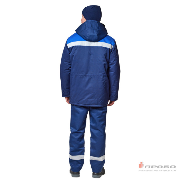 Куртка мужская утёпленная "Бригадир 1" СОП тёмно-синий/василёк