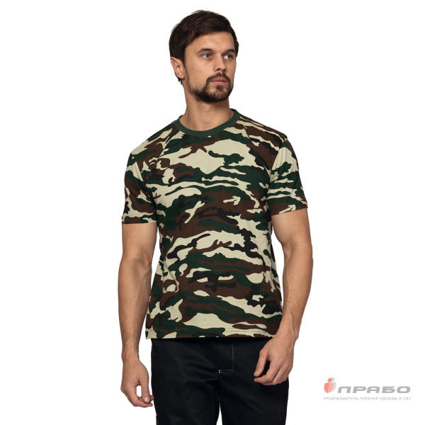 Футболка трикотажная камуфляжная лес светлый