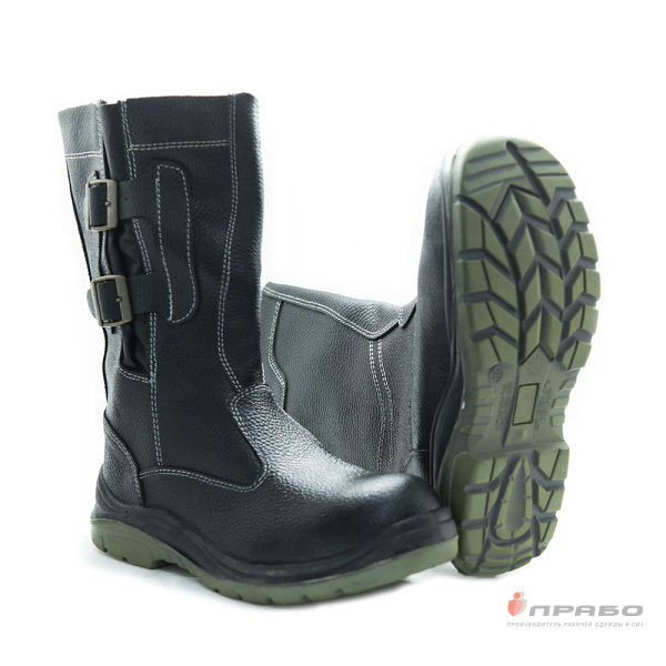 Сапоги кожаные "Викинг Нитро" с подошвой ПУ/нитрил и КП чёрные