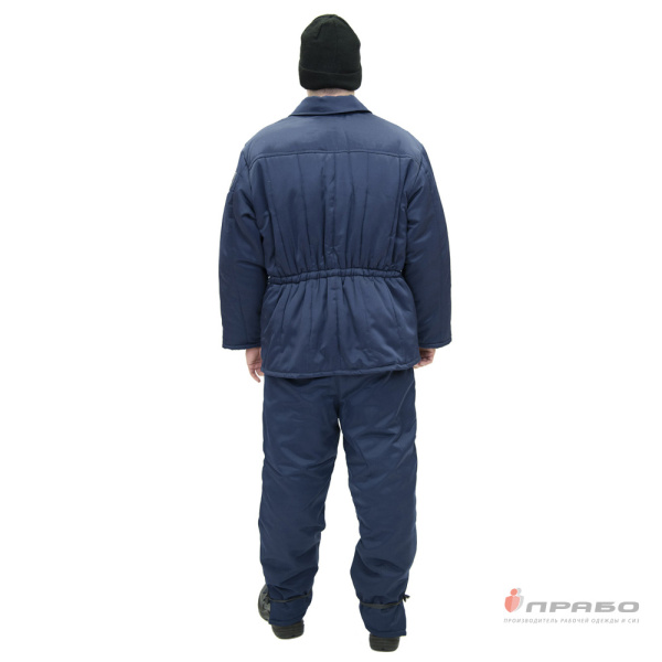 Куртка мужская утеплённая тёмно-синяя из смесовой ткани эконом