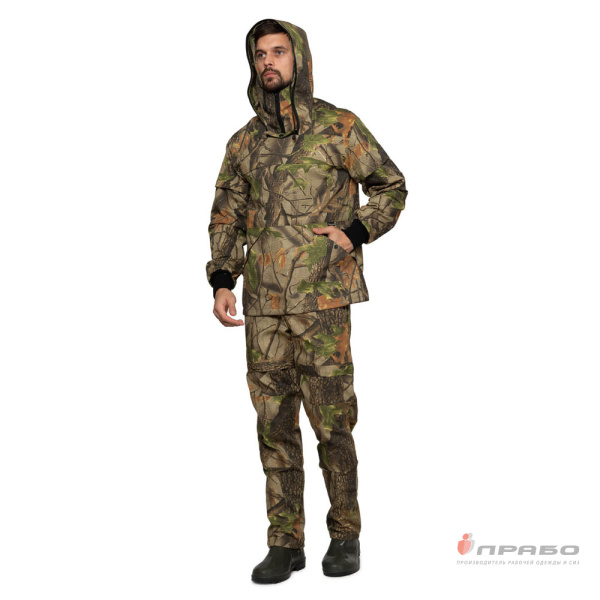 Костюм летний противоэнцефалитный камуфлированный тёмный лес из рипстопа