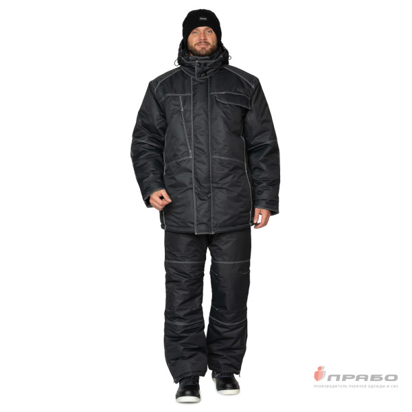 Костюм мужской утеплённый "Викинг" чёрный (куртка и брюки)