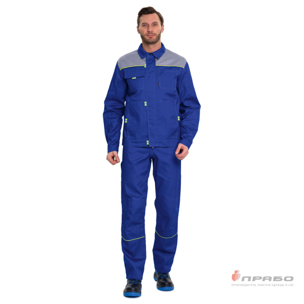 Костюм мужской "Профессионал 2" василёк/серый (куртка и полукомбинезон)