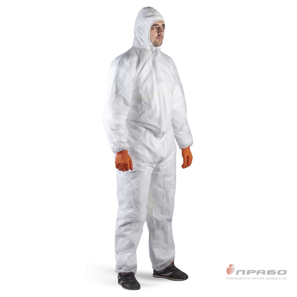 Комбинезон одноразовый защитный JPC100 белый с капюшоном (спанбонд)