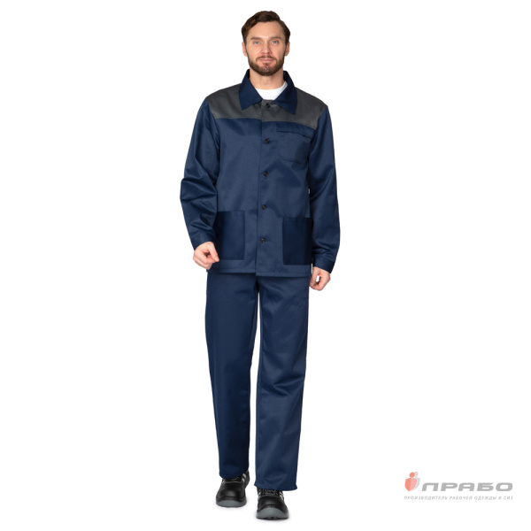 Костюм мужской "Стандарт 2" синий/серый (куртка и полукомбинезон)