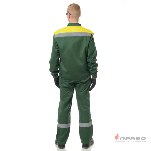 Костюм мужской "Пантеон 2" зелёный/жёлтый (куртка и полукомбинезон)