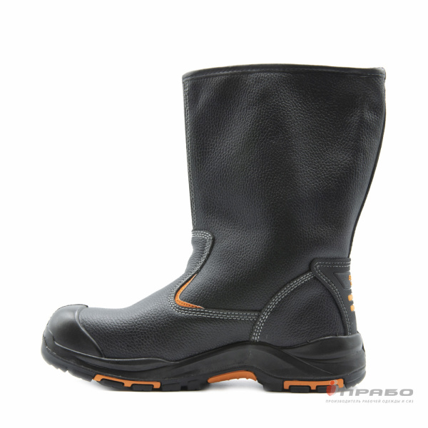 Сапоги кожаные "Скорпион-Премиум-1804" с подошвой ПУ/нитрил и КП чёрные