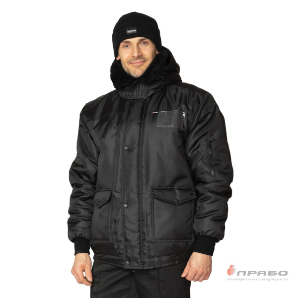 Куртка мужская утеплённая "Альфа" чёрная укороченная