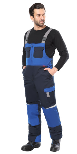 Костюм СИРИУС-ФАВОРИТ-МЕГА-РОСС зимний, куртка и полукомбинезон, синий с васильковым и СОП