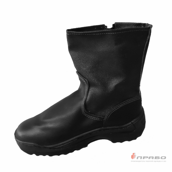 Сапоги кожаные юфть/кирза с подошвой ПУ чёрные