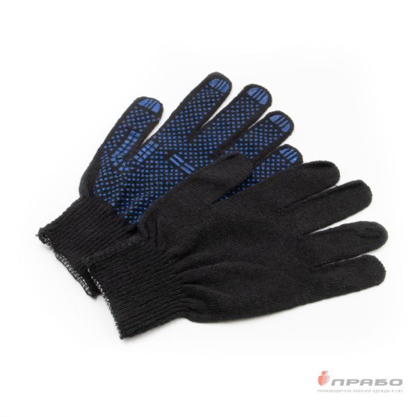 Перчатки х/б с ПВХ-покрытием (10 класс) "Точка" Стандарт чёрные